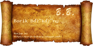 Borik Bökény névjegykártya